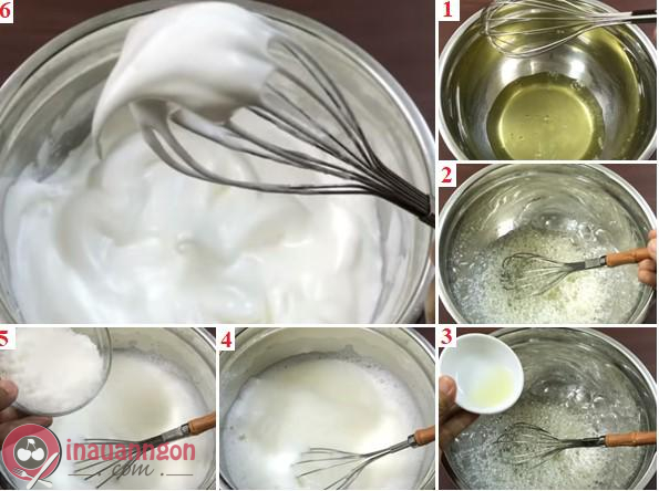Đánh bông lòng trắng trứng theo từng bước với tỉ lệ nguyên liệu chính xác