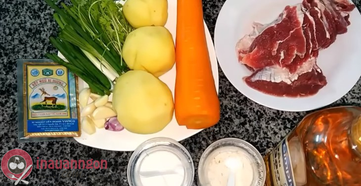 Những nguyên liệu cần chuẩn bị cho món bò kho khoai tây cà rốt