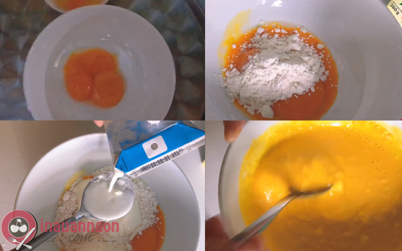 Trộn bột bánh sữa chua hấp
