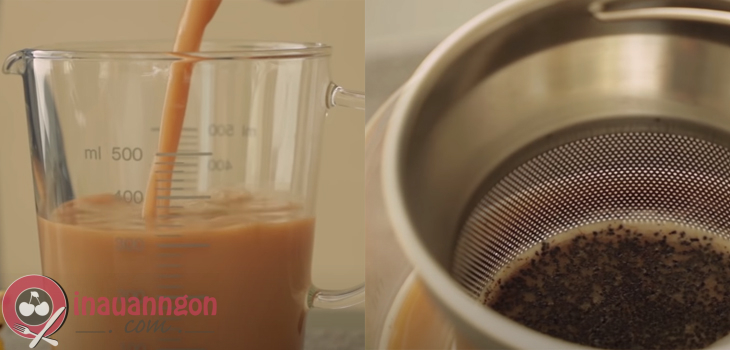 Có thể tận dụng bã trà ở bước 2 để hãm cùng sữa nóng