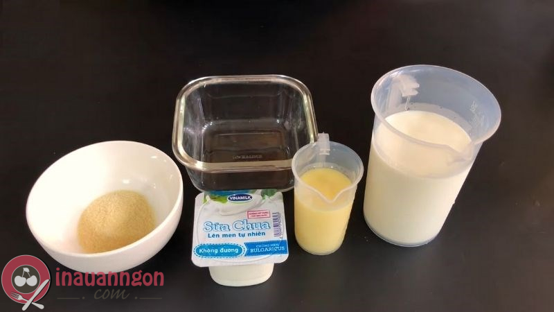 Các nguyên liệu làm sữa chua không ủ bằng bột gelatin dễ chuẩn bị 