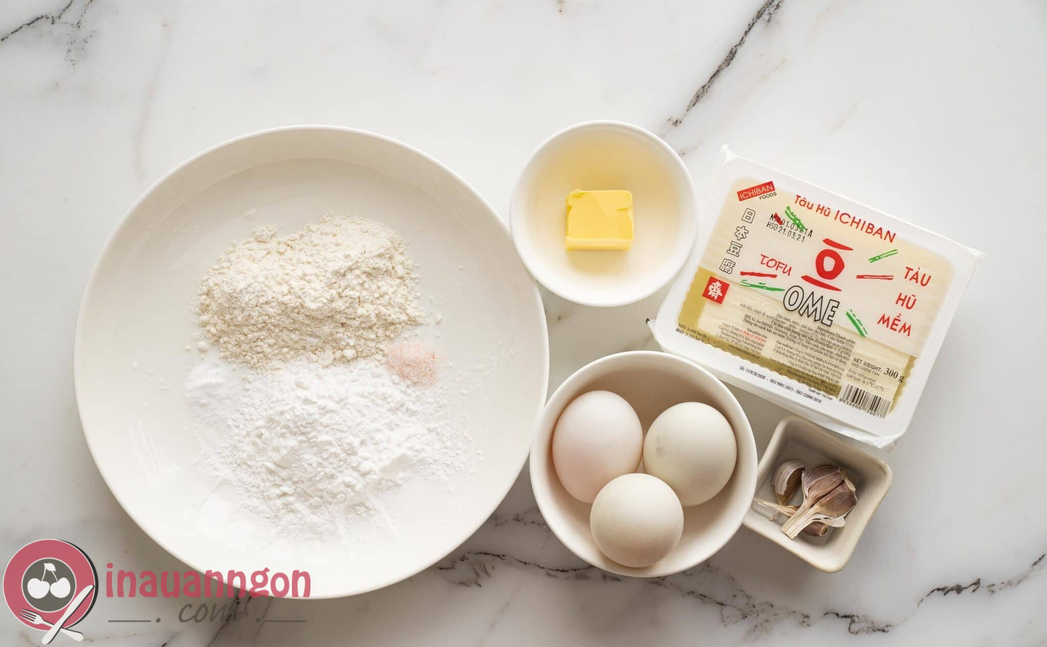 Các nguyên liệu để làm món trứng rán đậu phụ dễ chuẩn bị 
